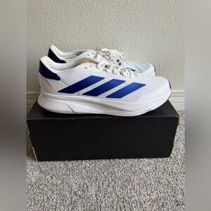 Adidas Duramo SL2 White Athletic Trainers with Royal Blue Stripes